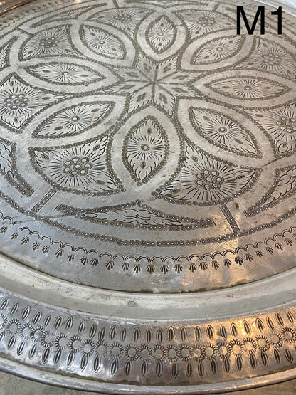 Vintage 1970 Large moroccan coffee table aluminum 34"