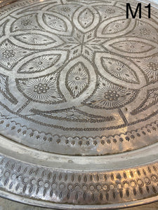 Vintage  about 1970 Large moroccan tray table aluminum 34"