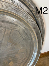 Load image into Gallery viewer, Vintage  about 1970 Large moroccan tray table aluminum 34&quot;
