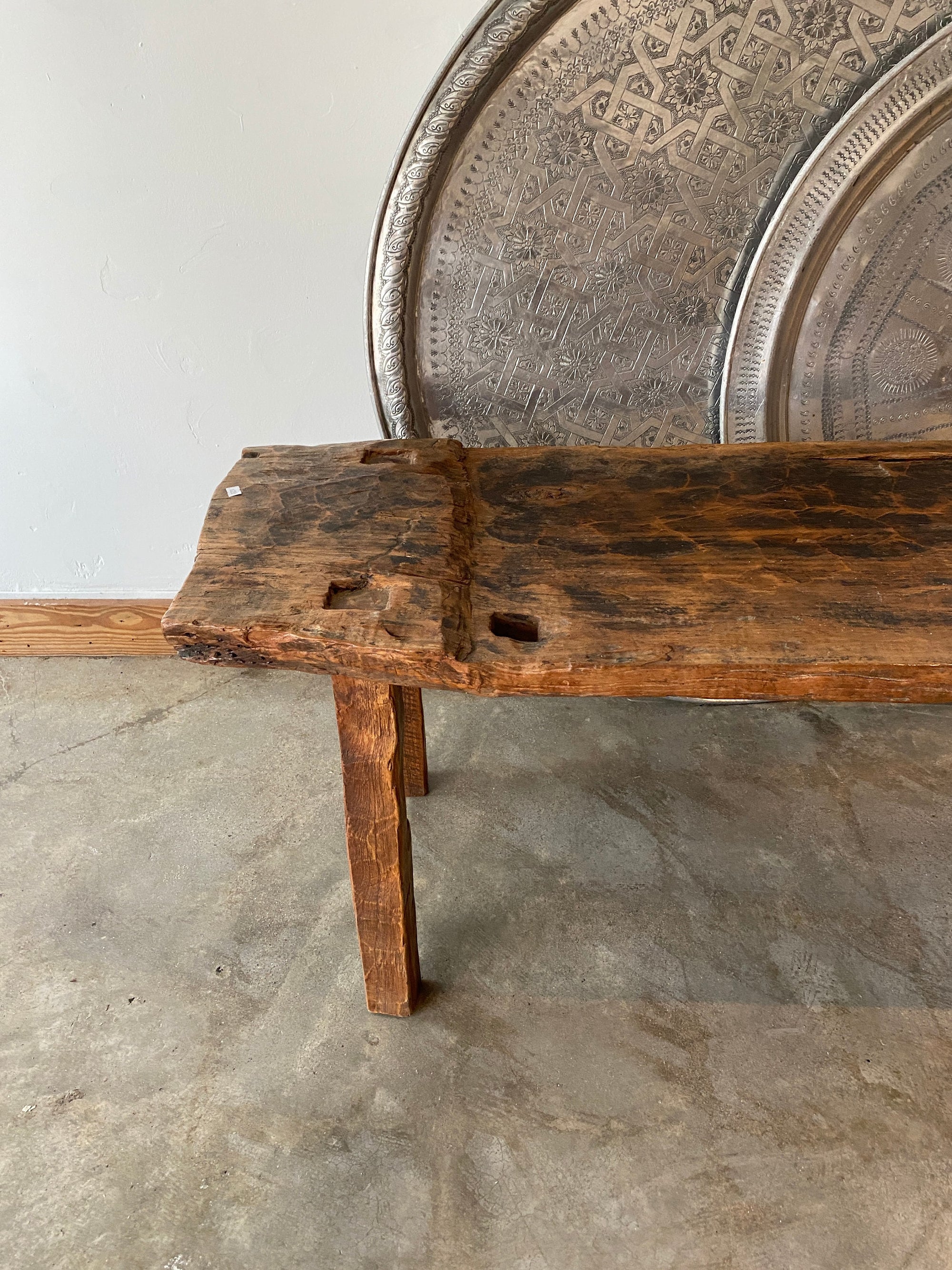 Vintage Signature Teak Root Wood Low BENCH | Unique Natural Piece