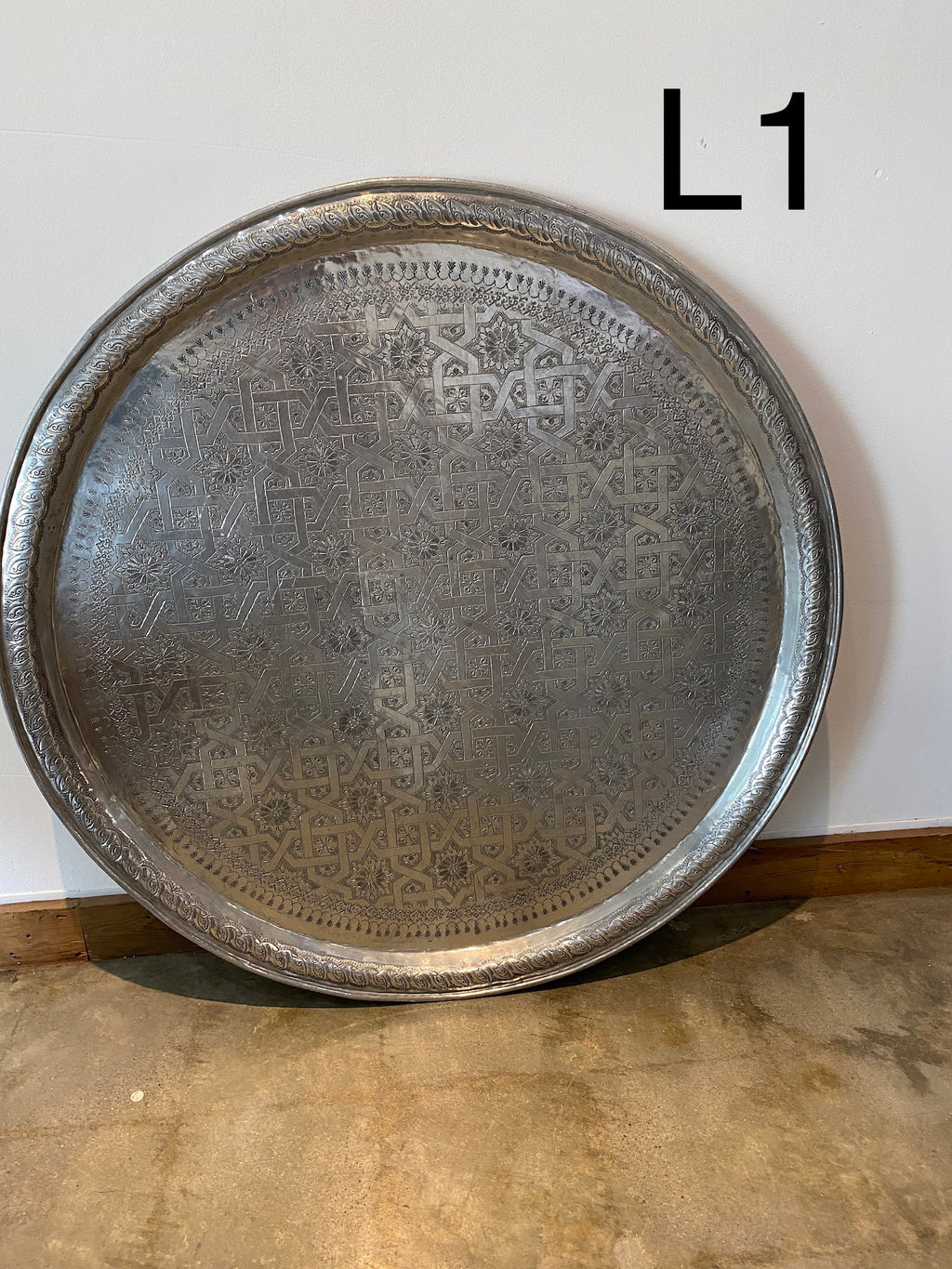 Vintage 1970 Large moroccan coffee table aluminum 38"