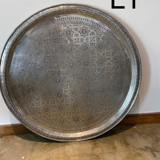Vintage  about 1970 Extra Large moroccan tray table aluminum 38
