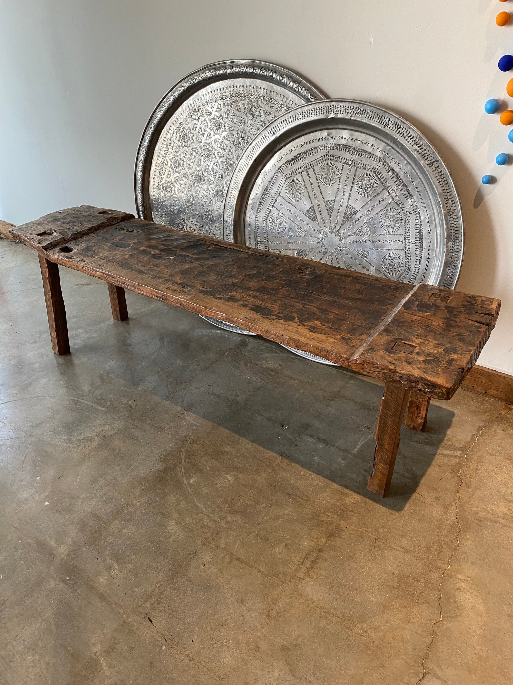 Vintage Signature Teak Root Wood Low BENCH | Unique Natural Piece