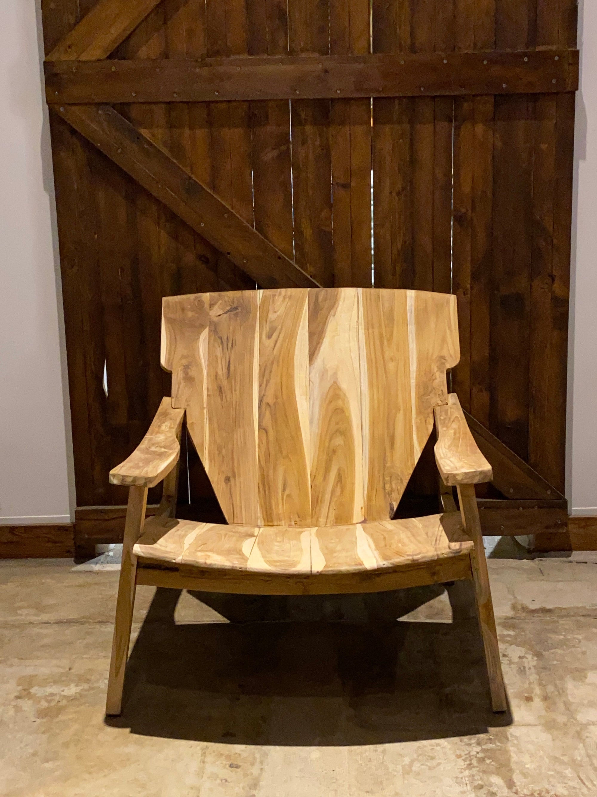 Two (2) Natural living room chair - Teak Wooden Chair | Simple Unique Dining Chair