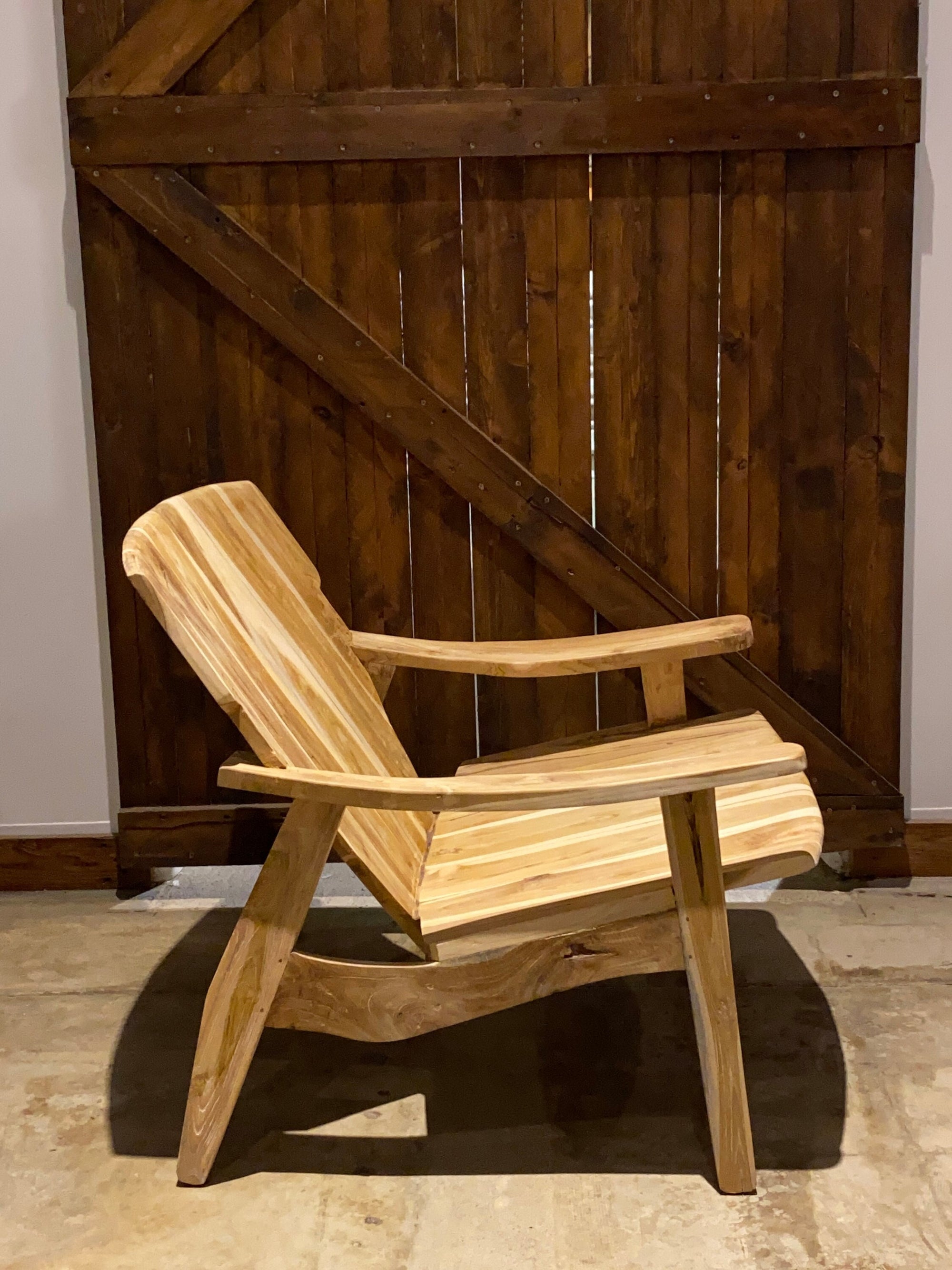 Two (2) Natural living room chair - Teak Wooden Chair | Simple Unique Dining Chair