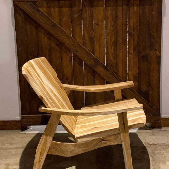 Two (2) Natural living room chair - Teak Wooden Chair | Simple Unique Dining Chair