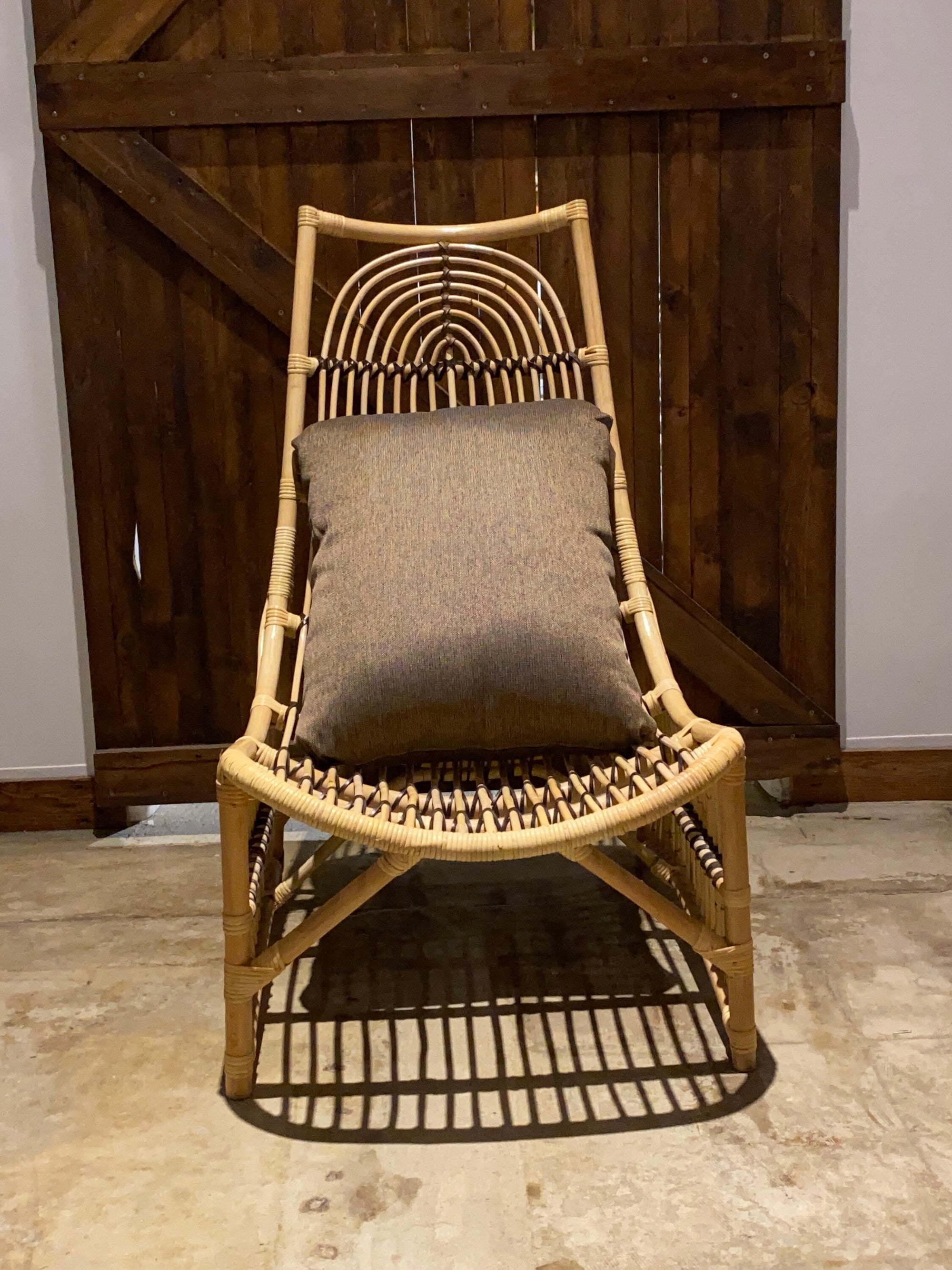 Set of two (2) rattan and leather living room chair - Rattan Chair with brown cushion | Simple Unique Chair (Limited designs 4 pieces only)