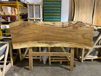 Live edge headboard king size bed, single wood piece