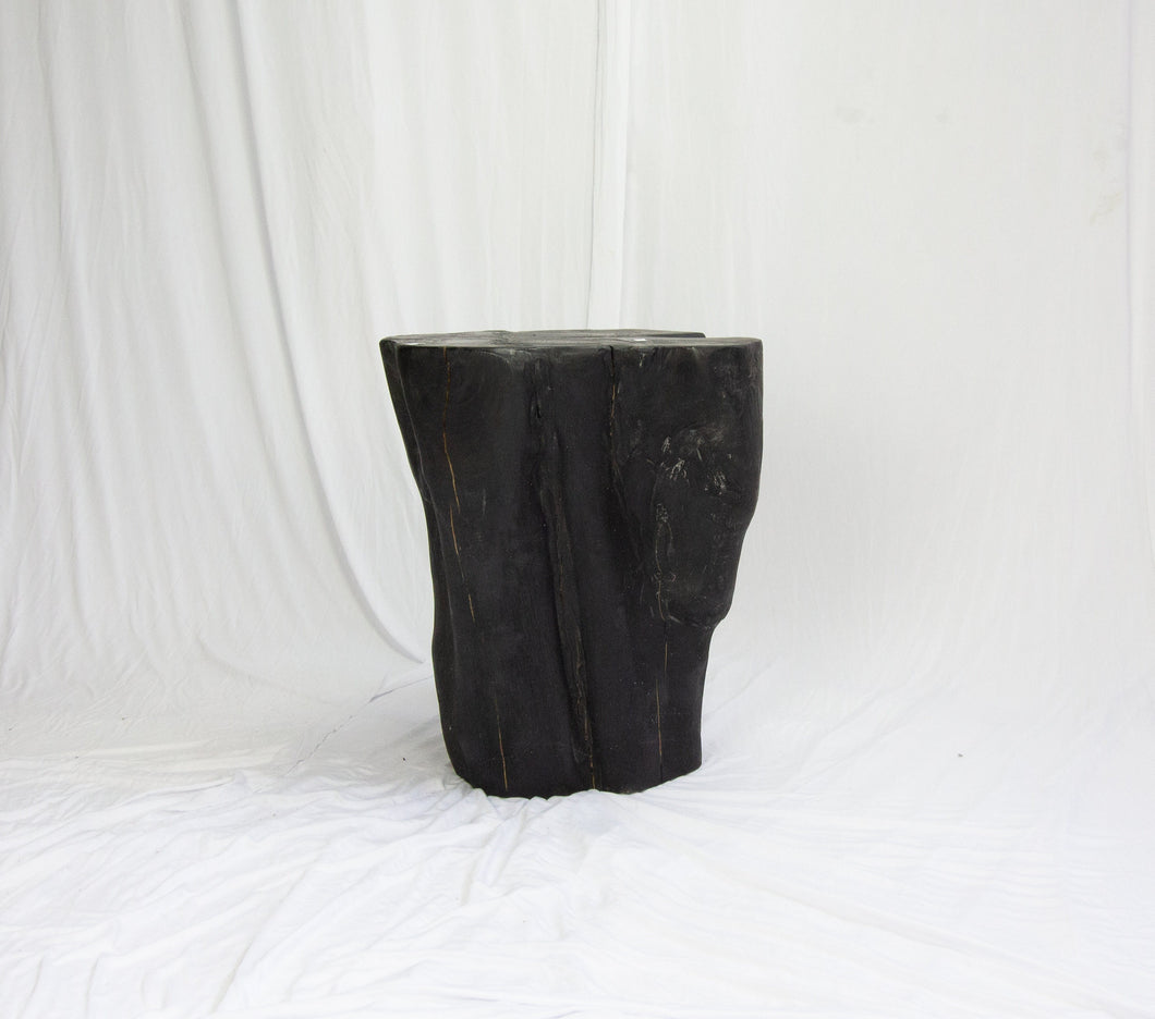 Black Solid Teak Fire Burnt Wood Side Table,  Tree Stump Stool or End Table #3 -   18