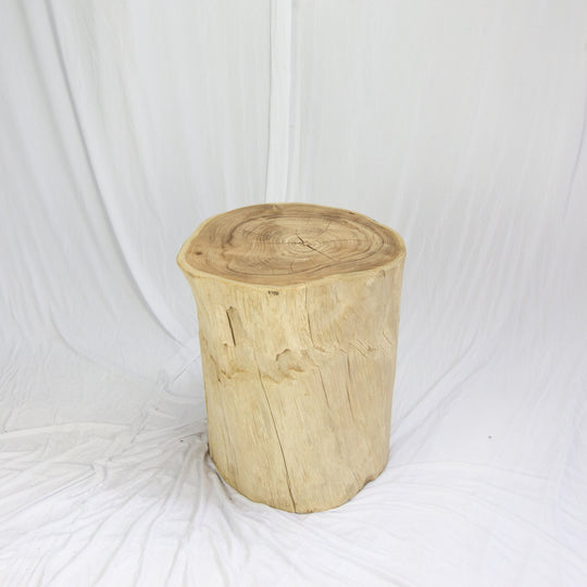 Solid Teak Wood Side Table, Bleached Tree Stump Stool or End Table #3    18