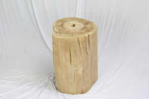 Solid Teak Wood Side Table, Bleached Tree Stump Stool or End Table  #4   18.5" H x 12.5" W x 12.5" D