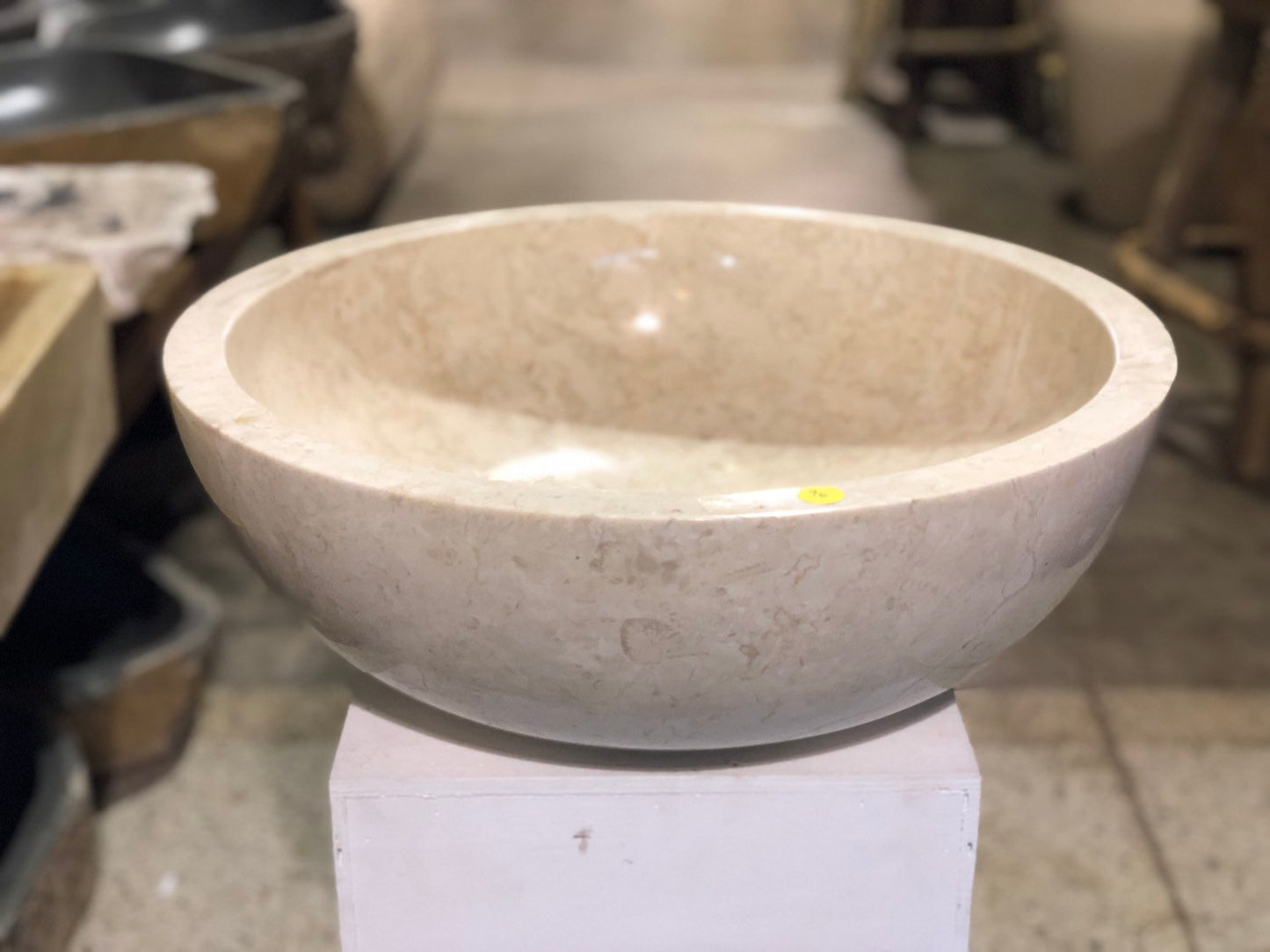 Large Natural Marble Vessel Sink | Smooth Finish Cream Color