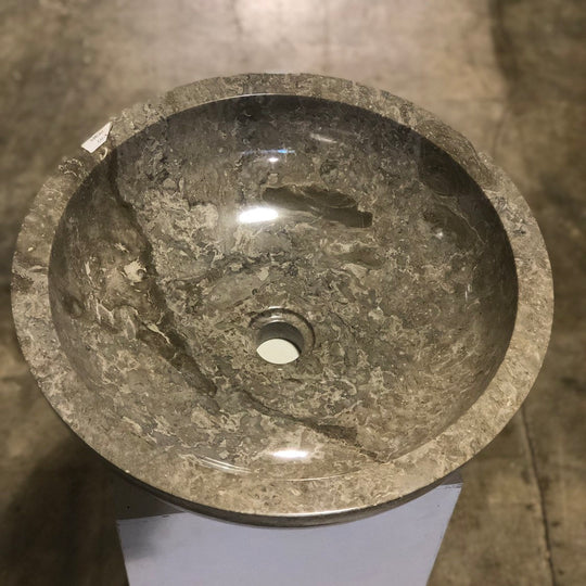 Natural Marble Vessel Sink | Smooth Finish Grey-Brown Color
