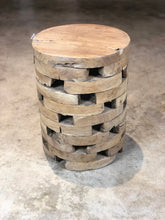 Load image into Gallery viewer, Teak Root Night Stand, Side Table , Modern Primitive Vintage Wood Block Stool
