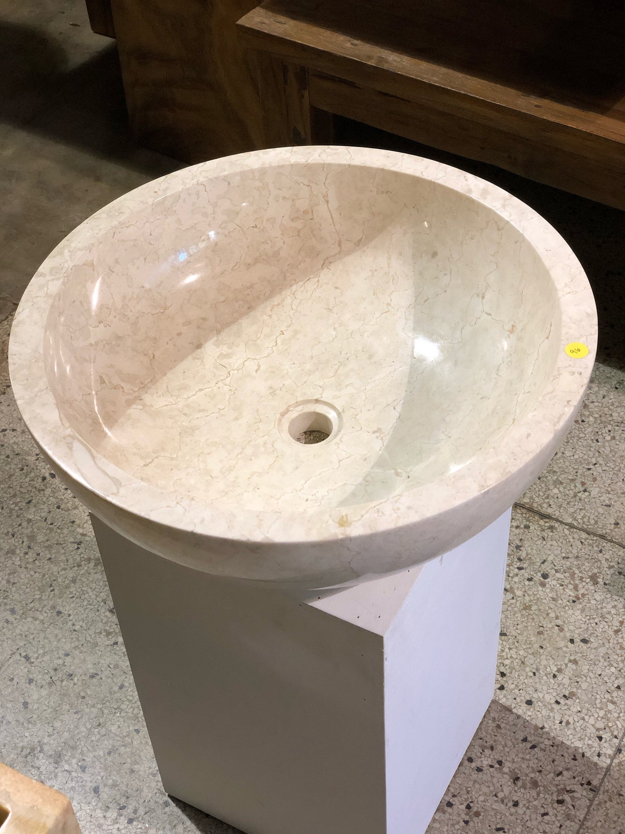 Large Natural Marble Vessel Sink | Smooth Finish Cream Color
