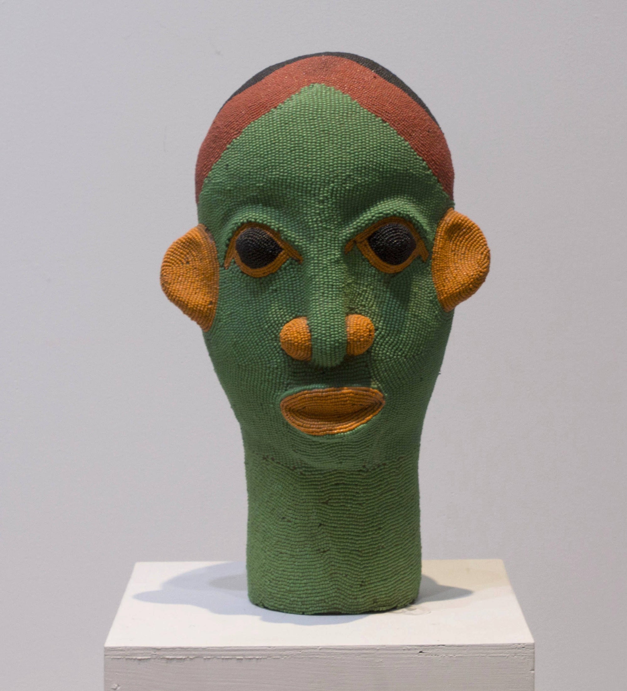 Large African Beaded Head Sculpture