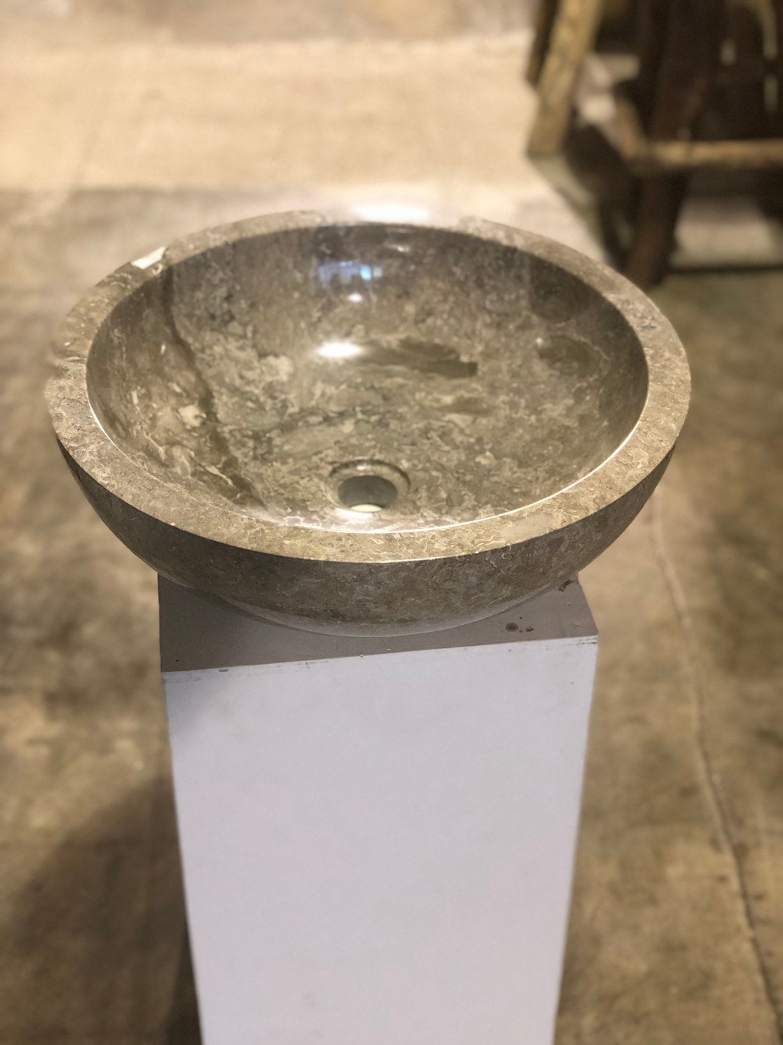 Natural Marble Vessel Sink | Smooth Finish Grey-Brown Color