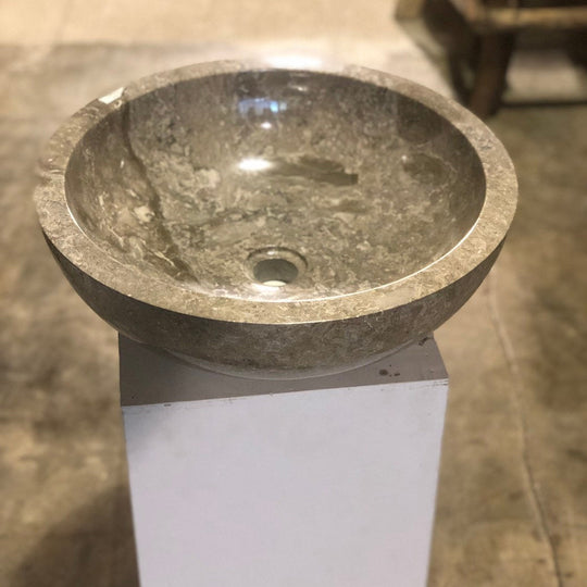 Natural Marble Vessel Sink | Smooth Finish Grey-Brown Color