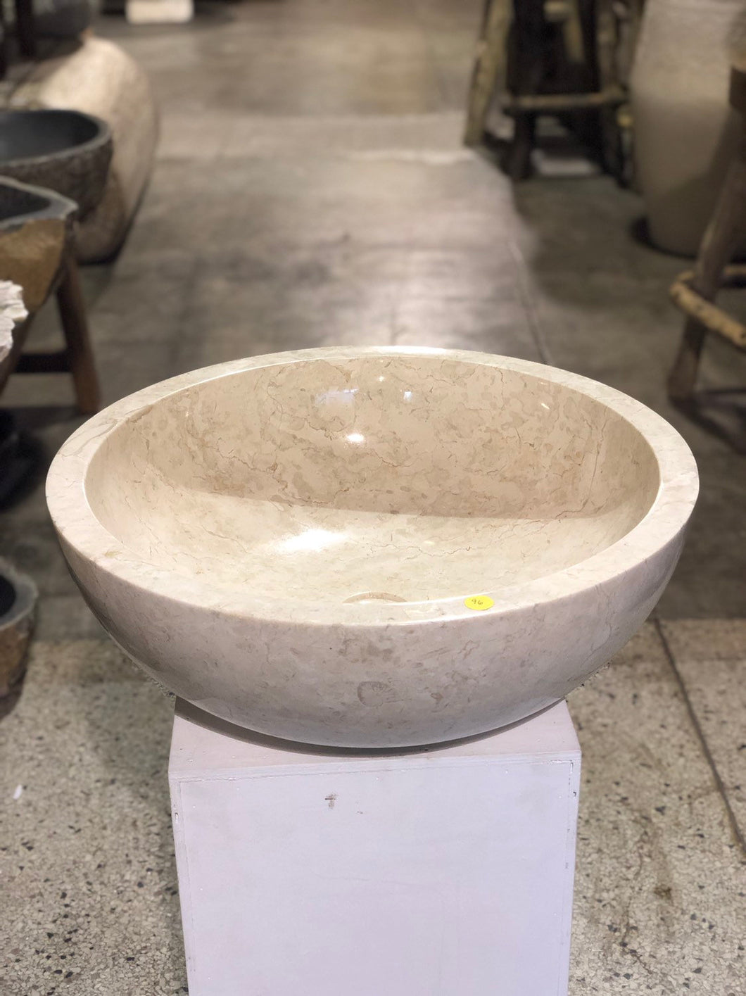 Large Natural Marble Vessel Sink | Smooth Finish Cream Color