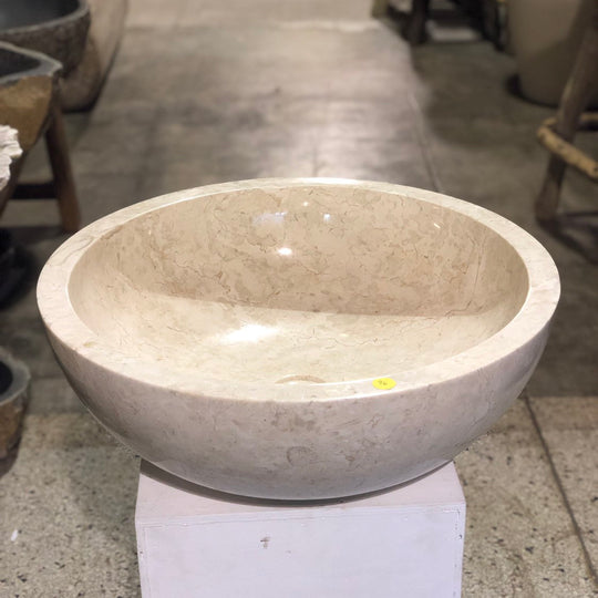 Large Natural Marble Vessel Sink | Smooth Finish Cream Color