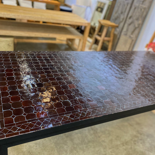 Small Zellige Tile Mosaic Rectangular Dining Table, VARIES IN SIZE AND COLOR