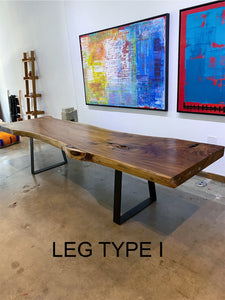 118" Large Live Edge Table, Wood Slab, Metal or wood Base