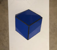 Load image into Gallery viewer, Stained  Solid purple blue glass 3D geometric cube wall or table top decoration Sculpture Tiffany technique - Large, Platonic Solid
