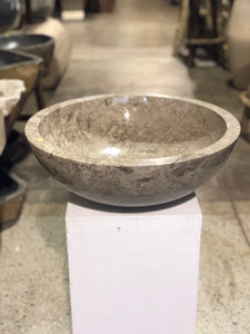 Large Natural Marble Vessel Sink | Smooth Finish Grey-Brown Color