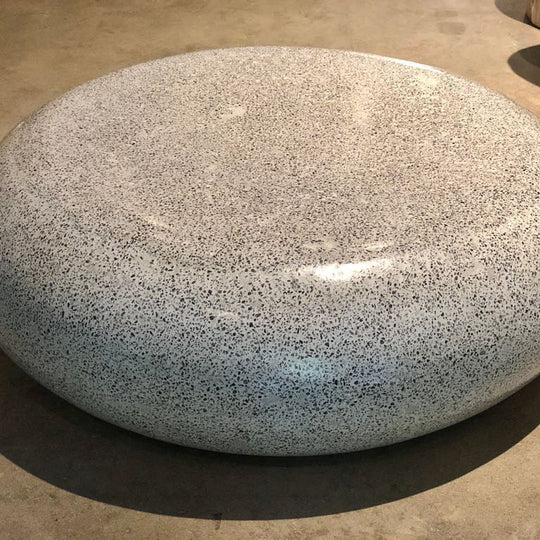TX only Gray Terrazzo round indoor outdoor coffee table low profile - Pebble Stone look