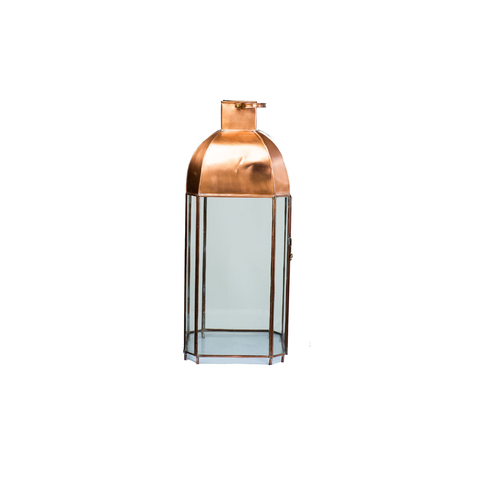 Copper Bronze Candle Glass Lantern
