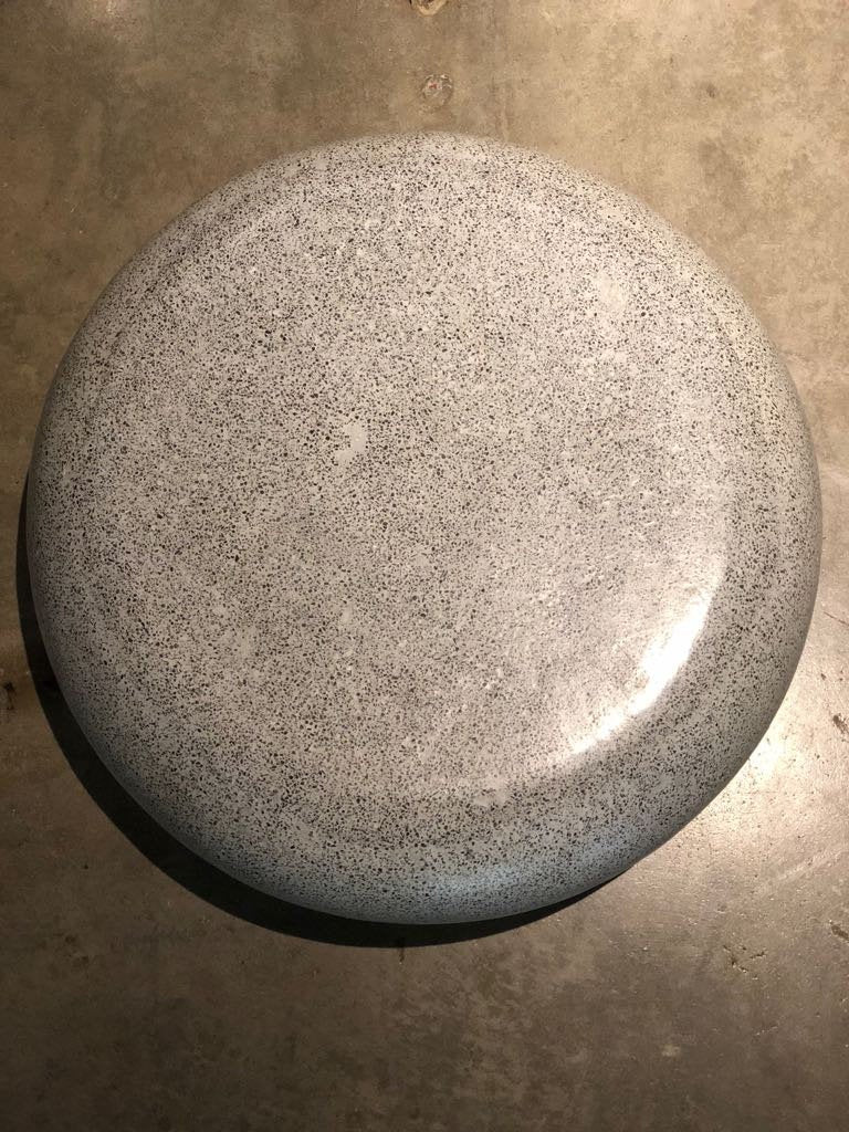 Gray Terrazzo round indoor outdoor coffee table low profile - Pebble Stone look