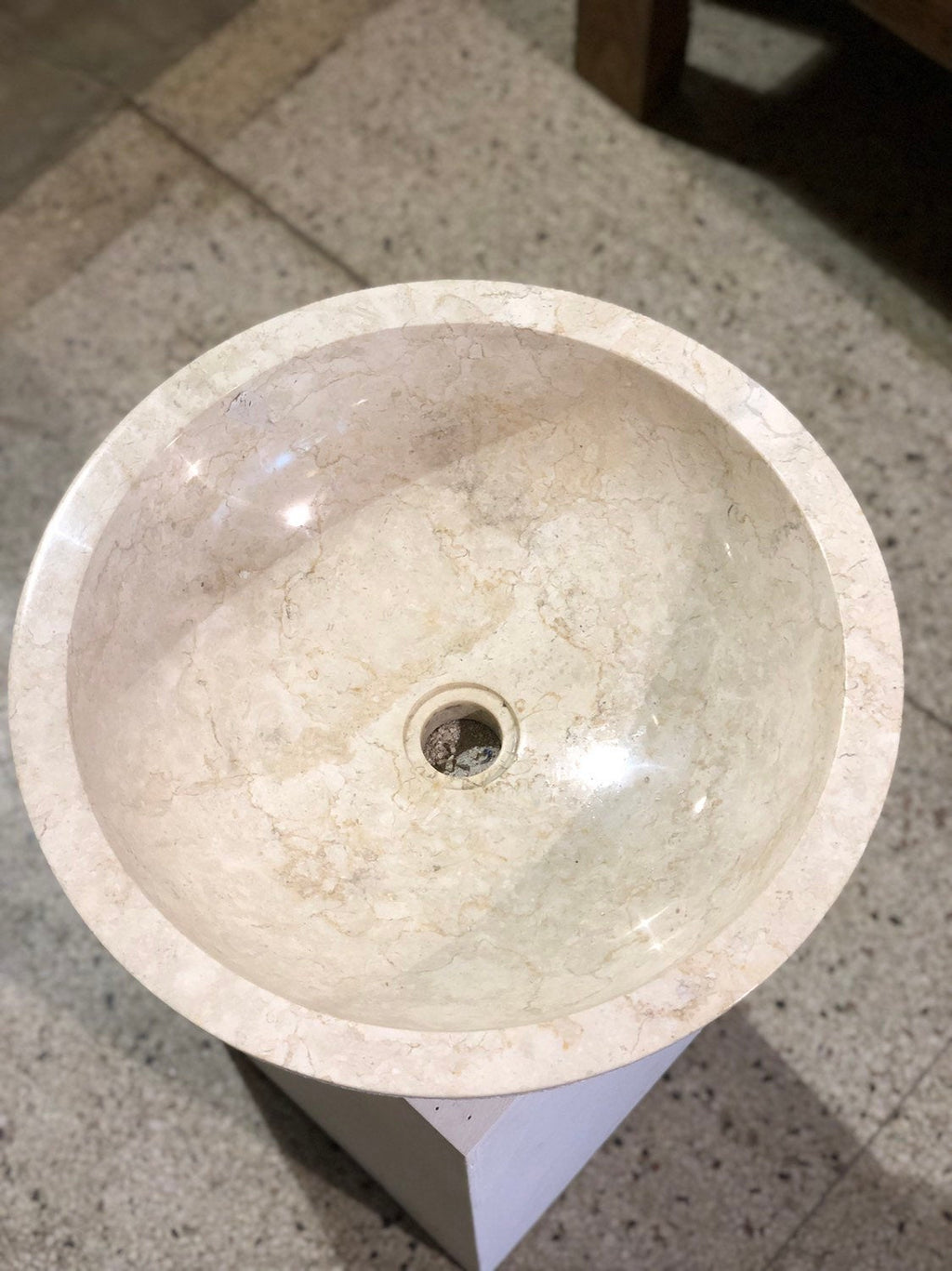 Hammered Marble Vessel Sink – Cream