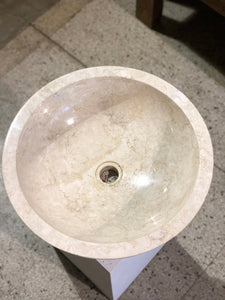 Natural Marble Vessel Sink | Hammer Finish Cream Color