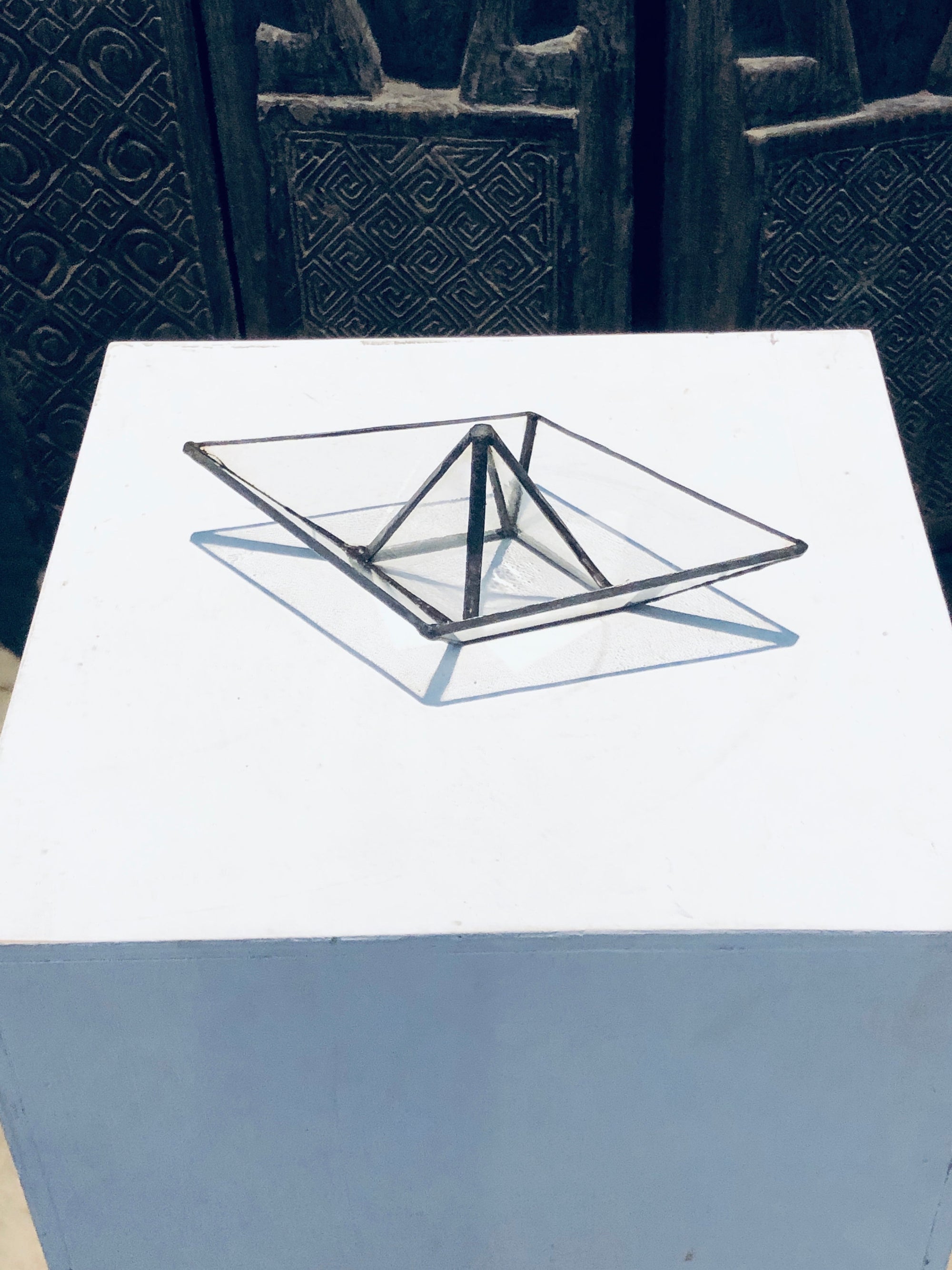 3D Origami Stained Glass Boat - transparent wall or surface Sculpture Decor